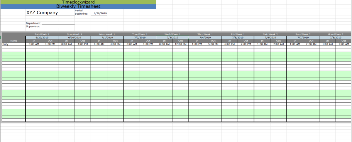 Bi-Weekly Timesheet Templates - Time Clock Wizard