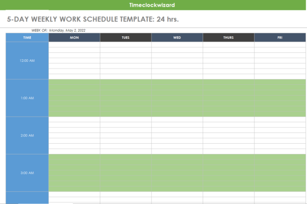 10 Best Free Printable Blank Employee Schedules Printablee Com Blank 