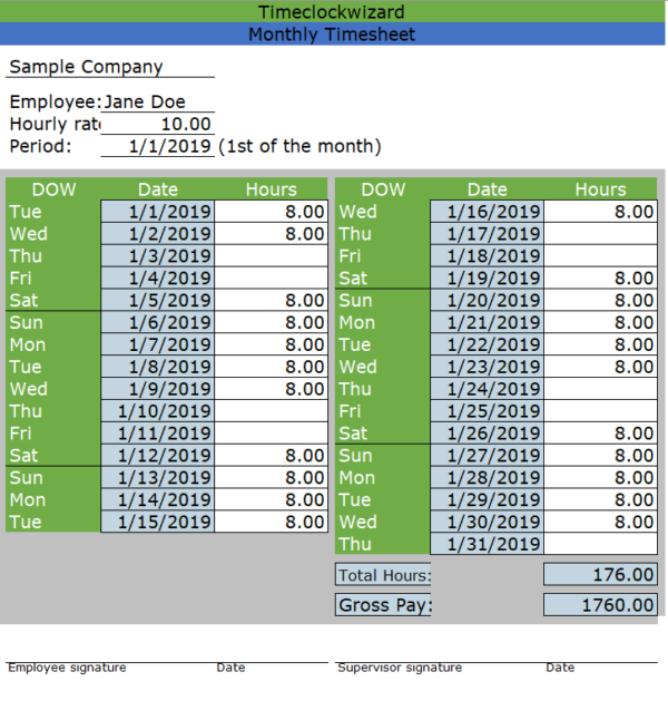 excel timesheet templates